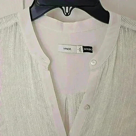 VINCE OFF WHITE RAYON/SILK CREPE PULLOVER STYLE BLOUSE SIZE 2 - Picture 8 of 10